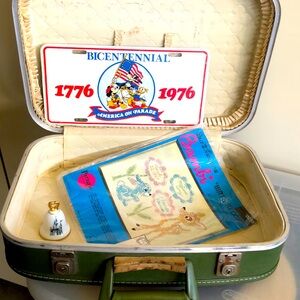 VTG Walt Disney Pro Lot. Bicentennial Plate, Bambi Pattern & Salt Castle Shaker